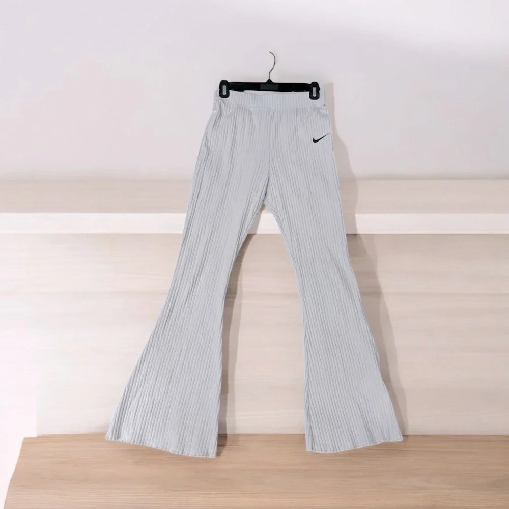 Nike Women's Sportswear High Waisted Ribbed Jersey Pants Ligtht Gray Small - Picture 6 of 10